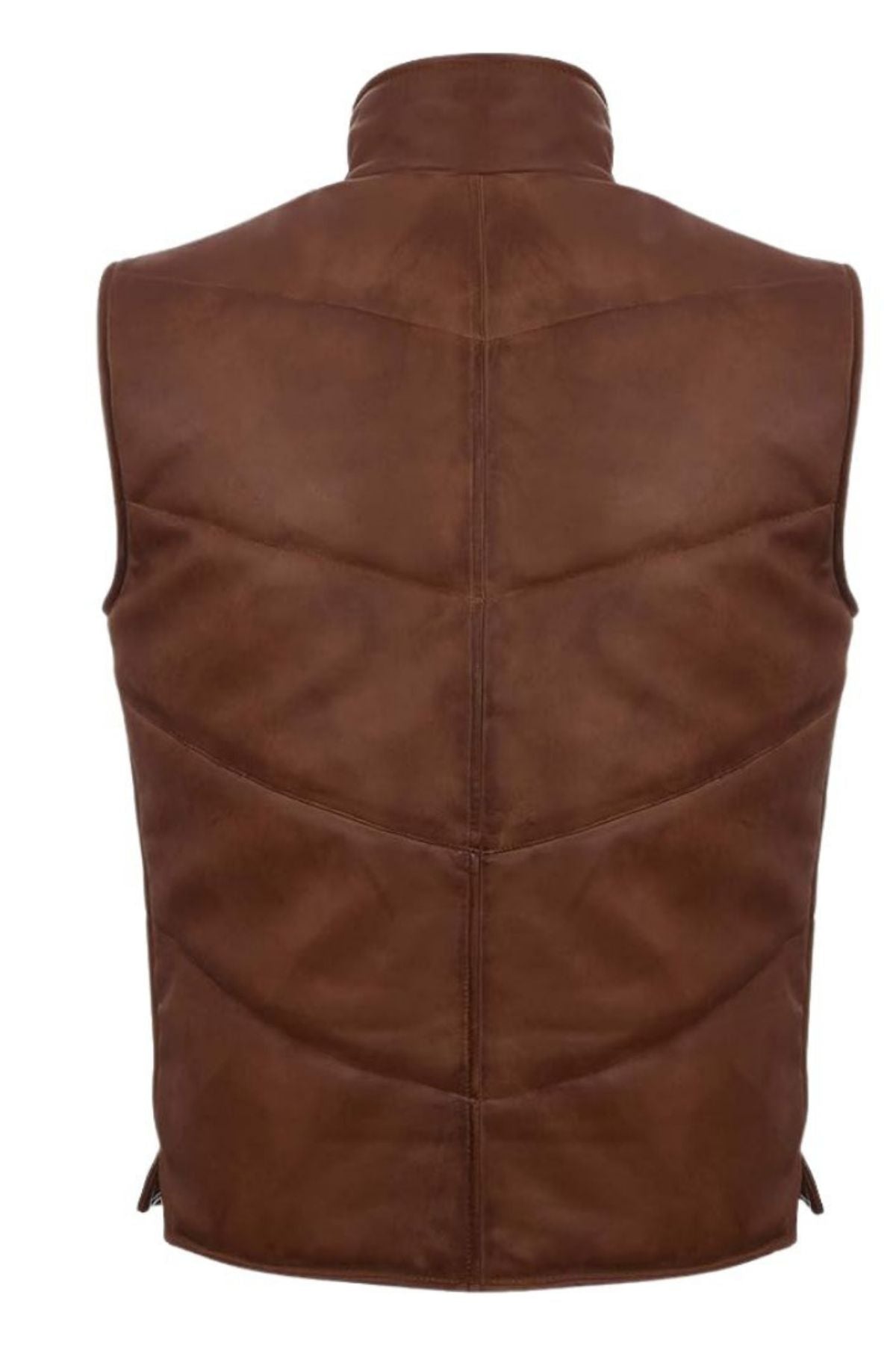 Brown leather vest on a white background