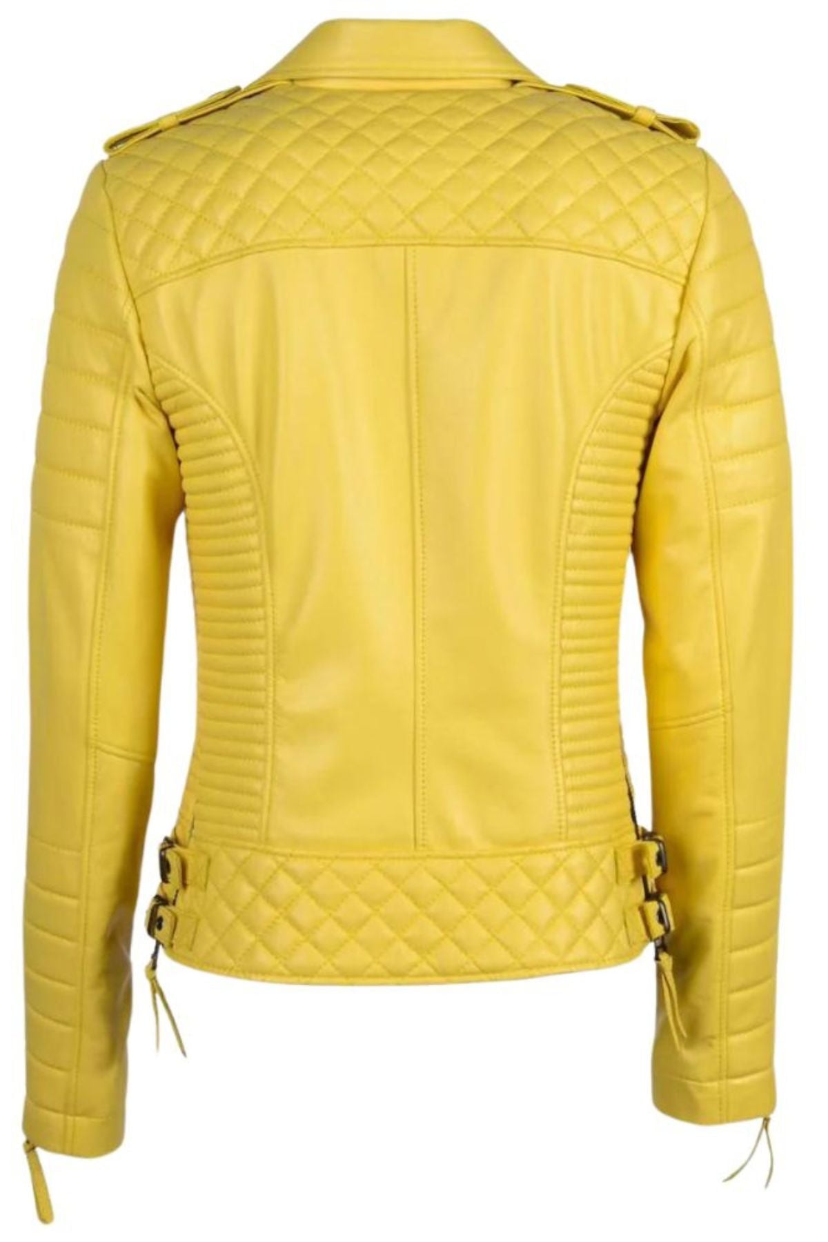 Yellow quilted leather jacket