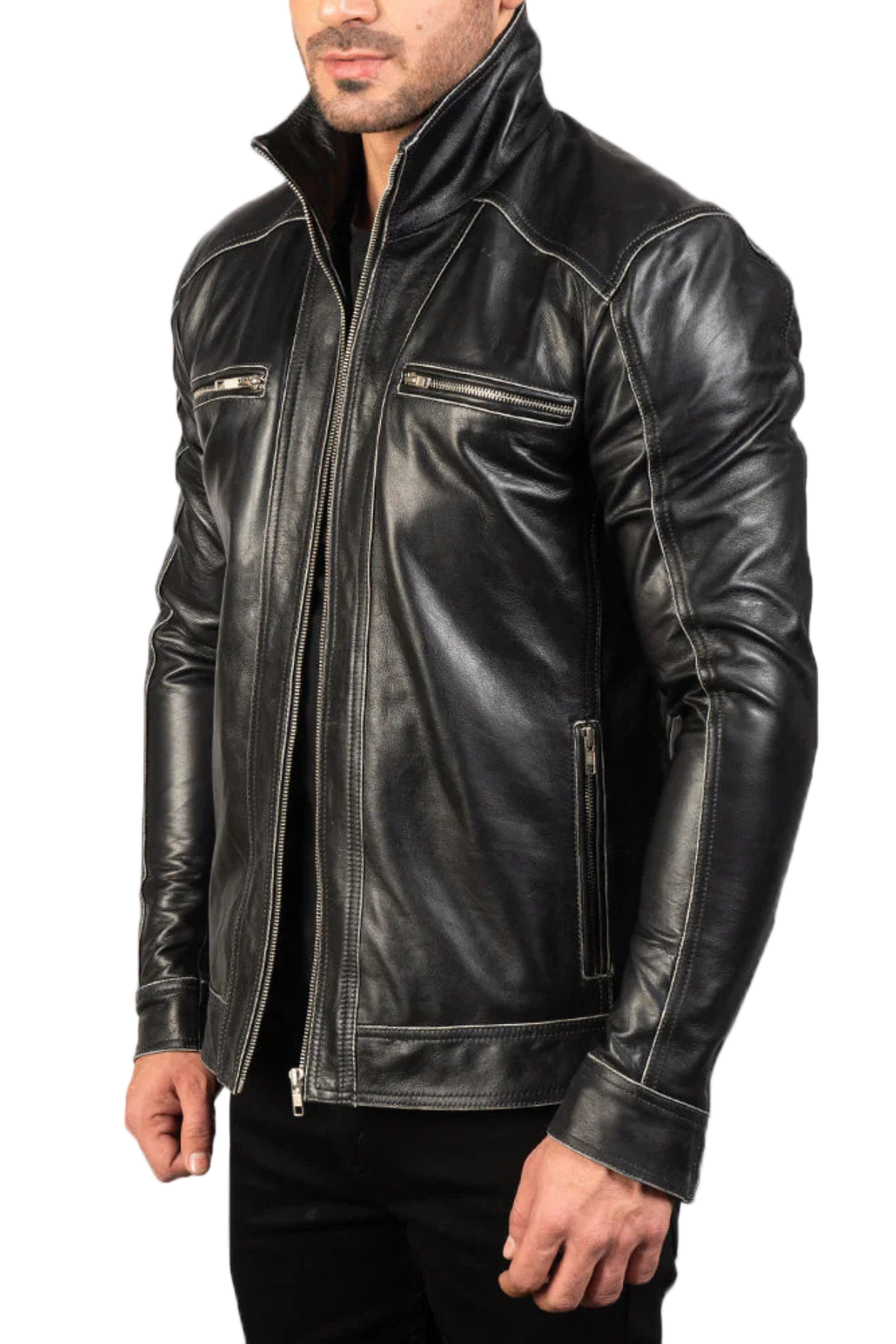 Black leather jacket
