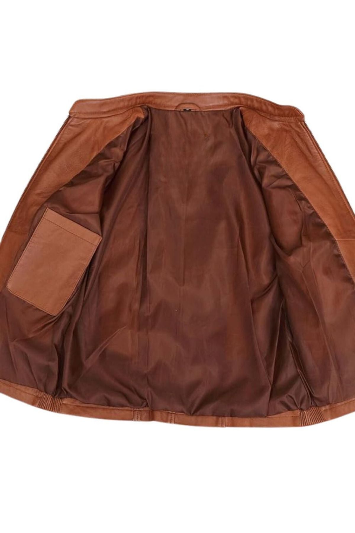 Brown leather skirt with a pocket