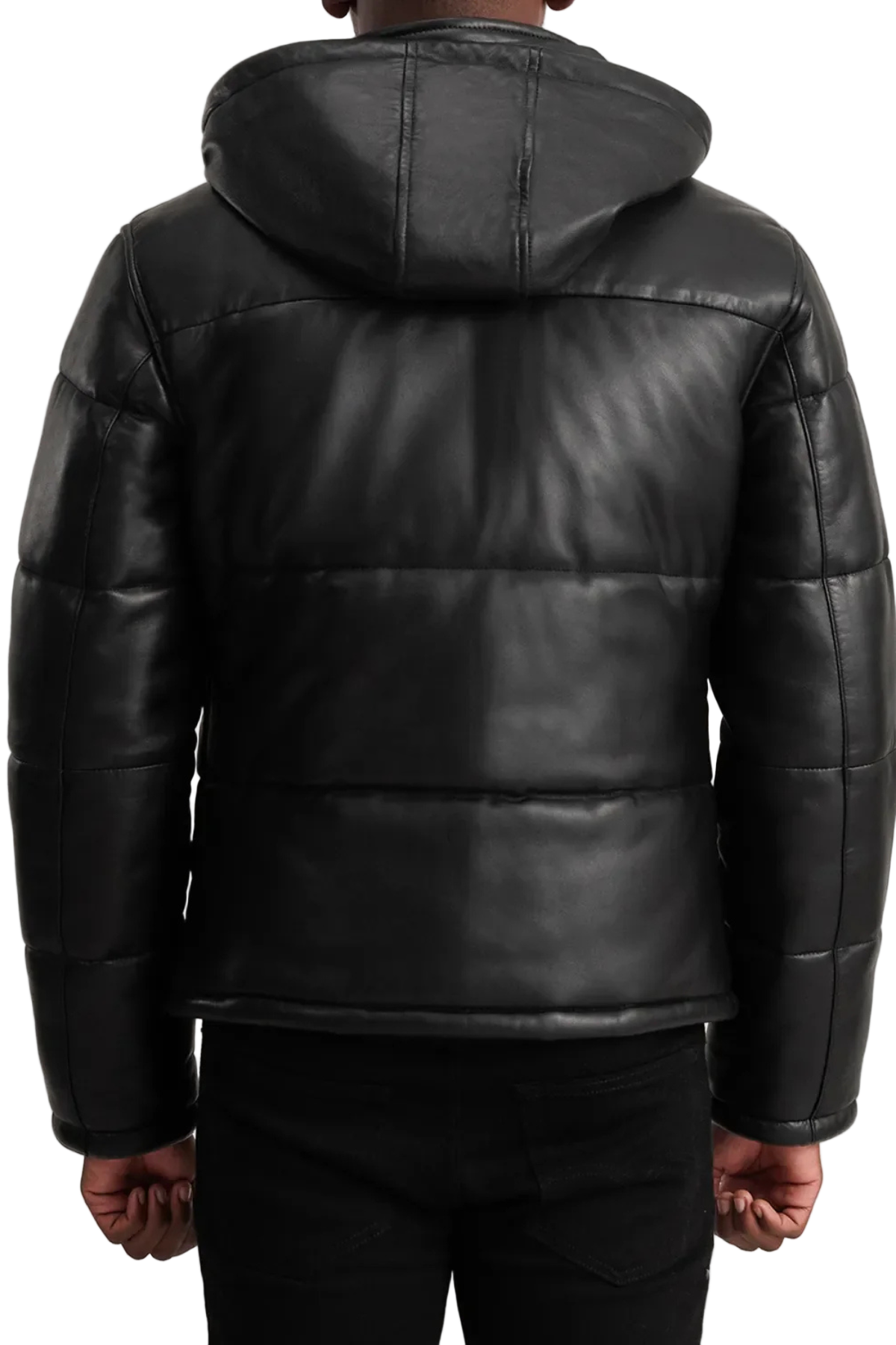 Black puffer jacket with hood