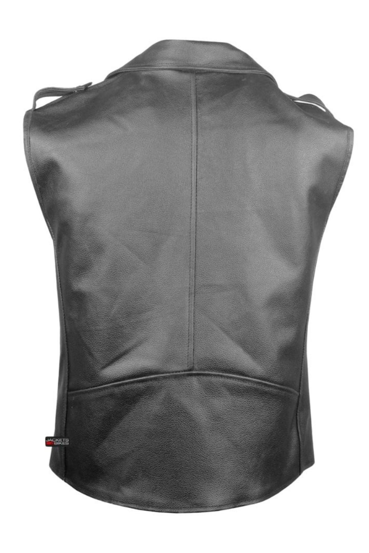 Black leather vest on a white background