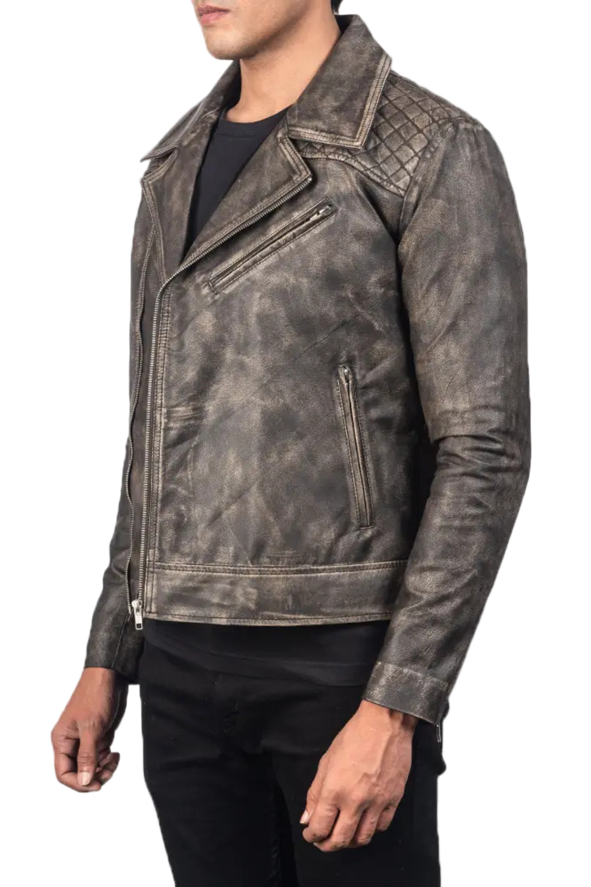 distressed leather jacket
