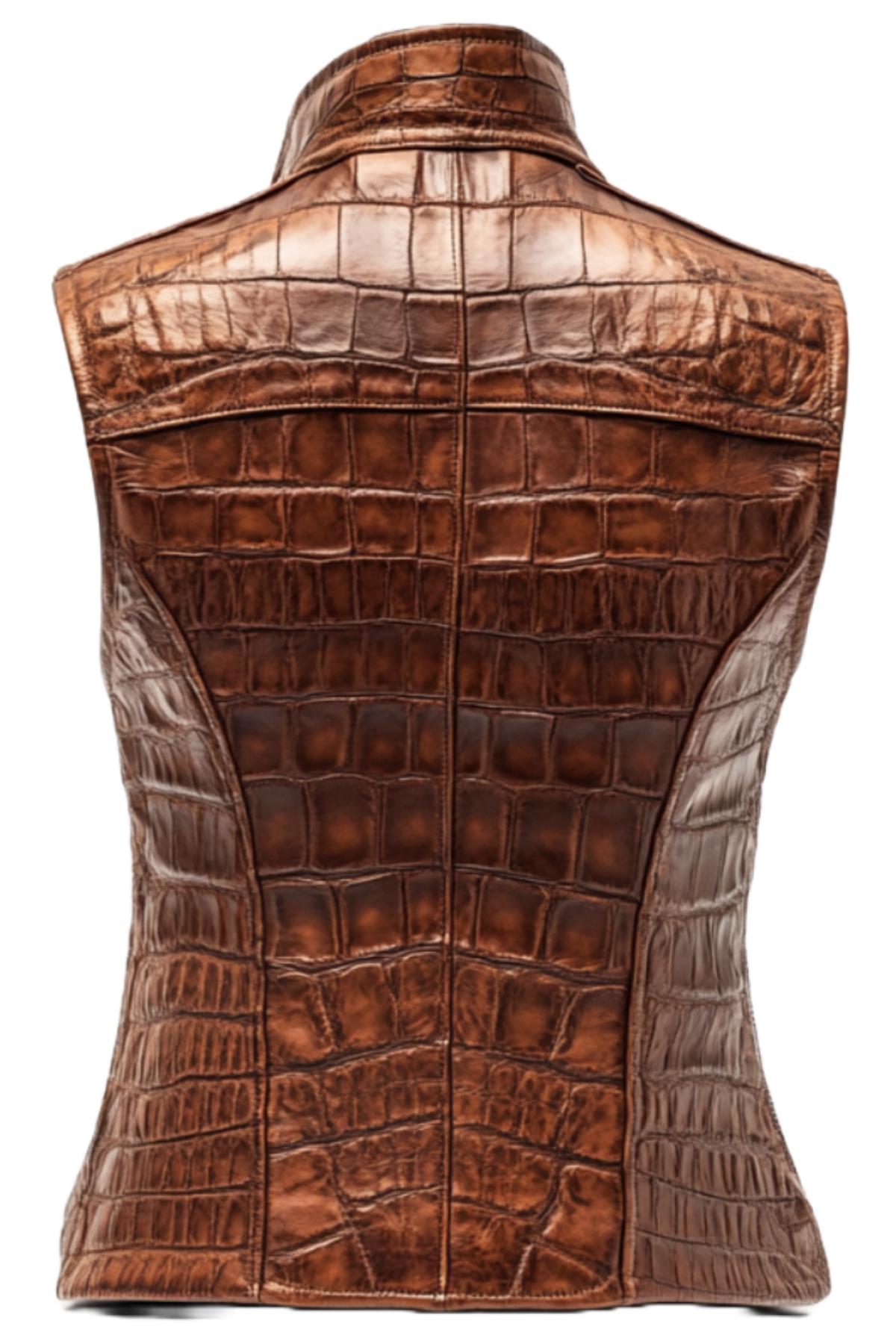 Brown leather vest with crocodile pattern