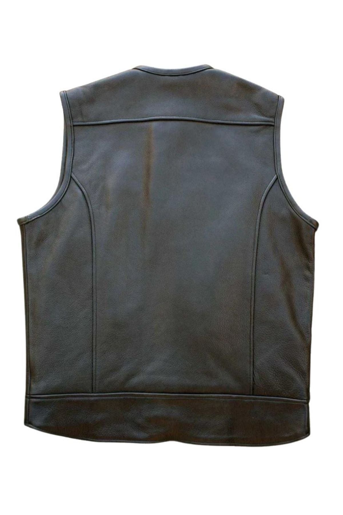 Black leather vest on a white background