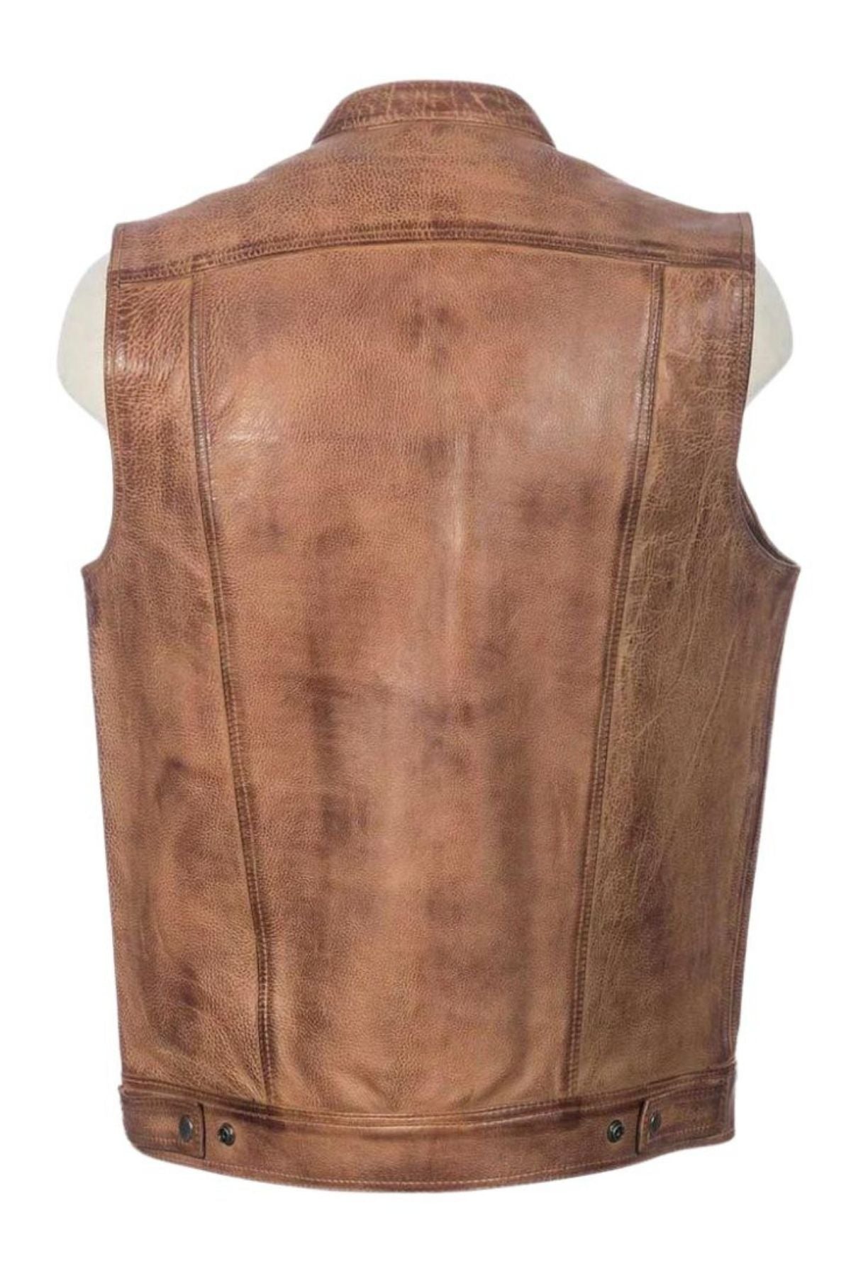 Brown leather vest on a white background