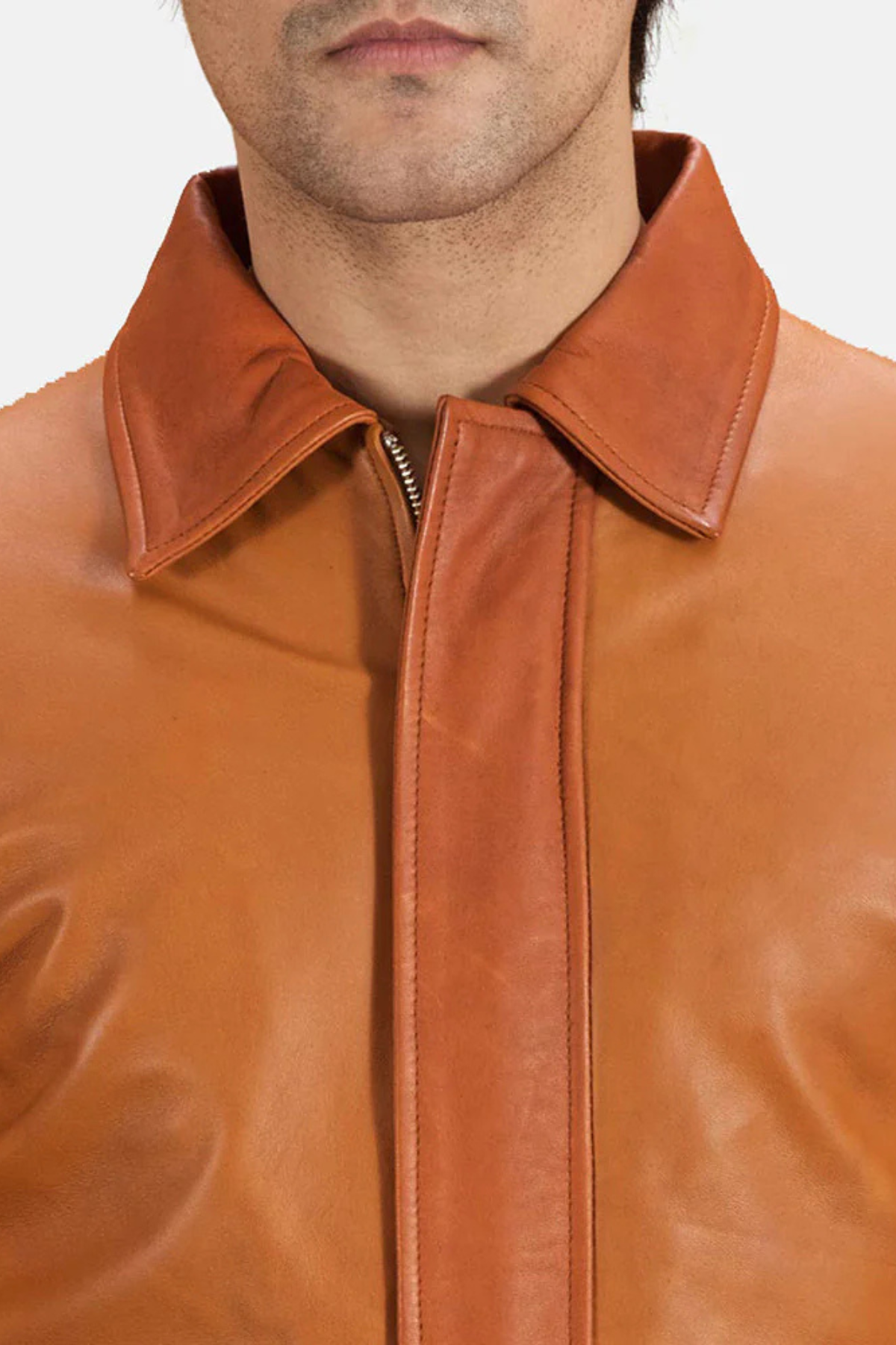 Men's Tan Brown Vintage Leather Biker Jacket