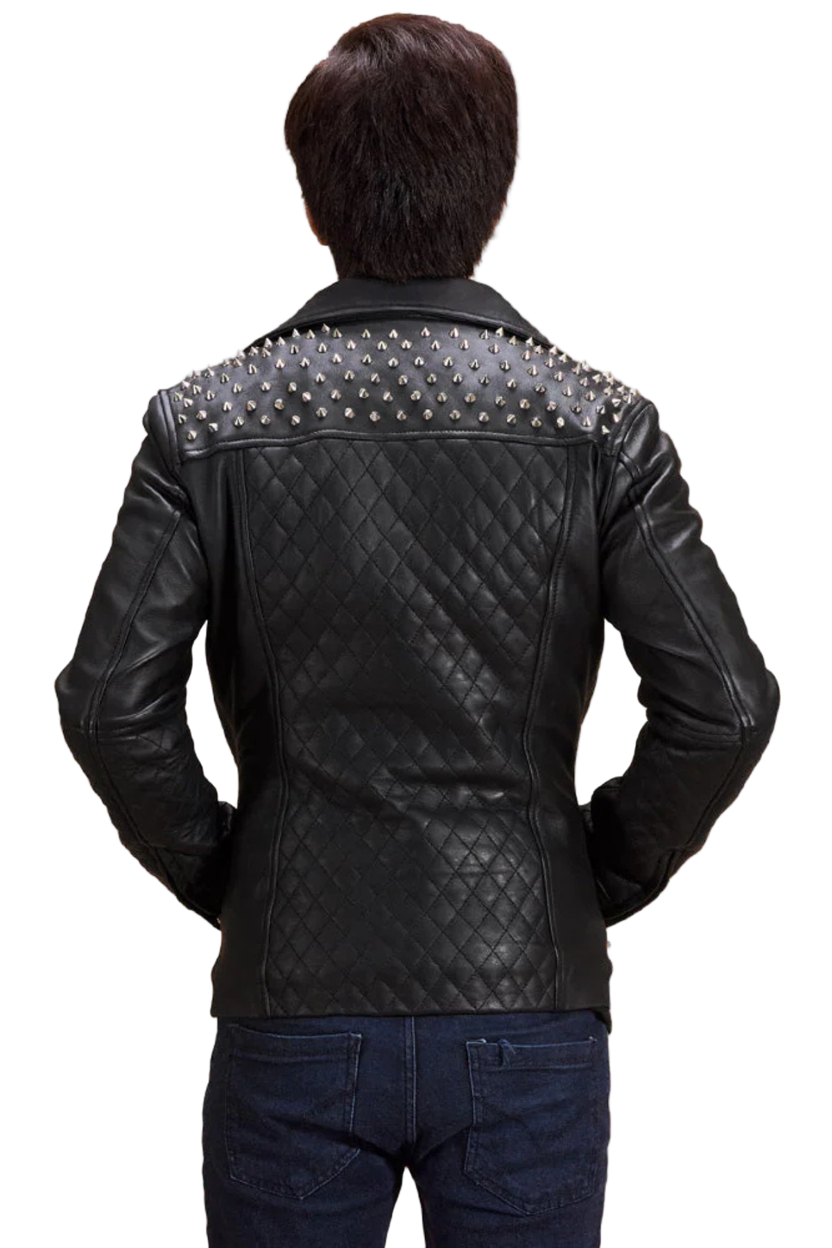 Black leather jacket with studded