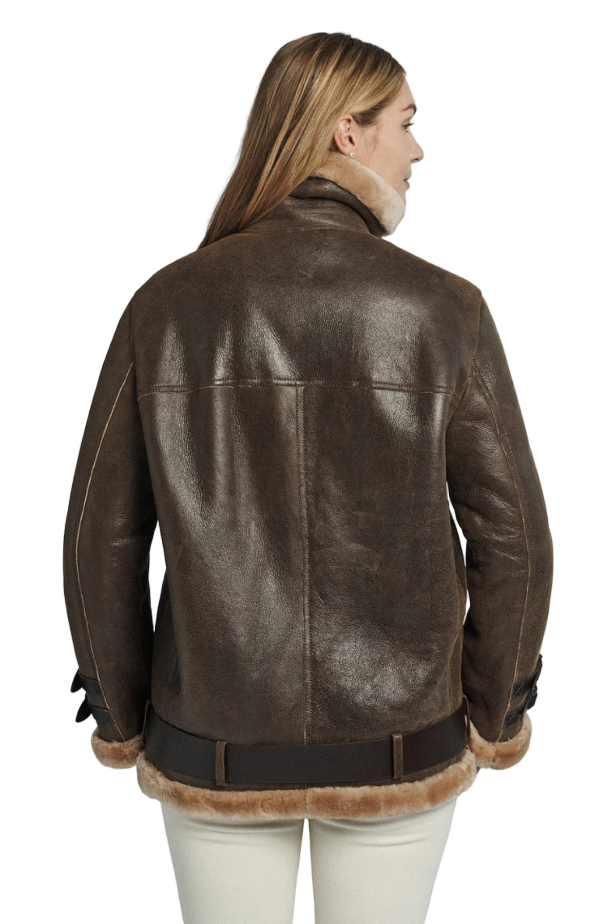 brown shearling jacket with fur