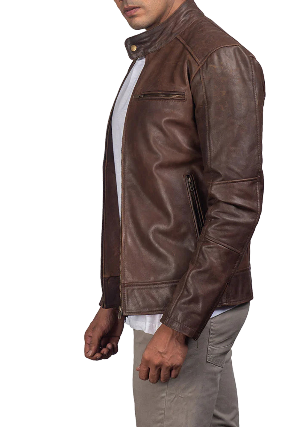Brown leather jacket