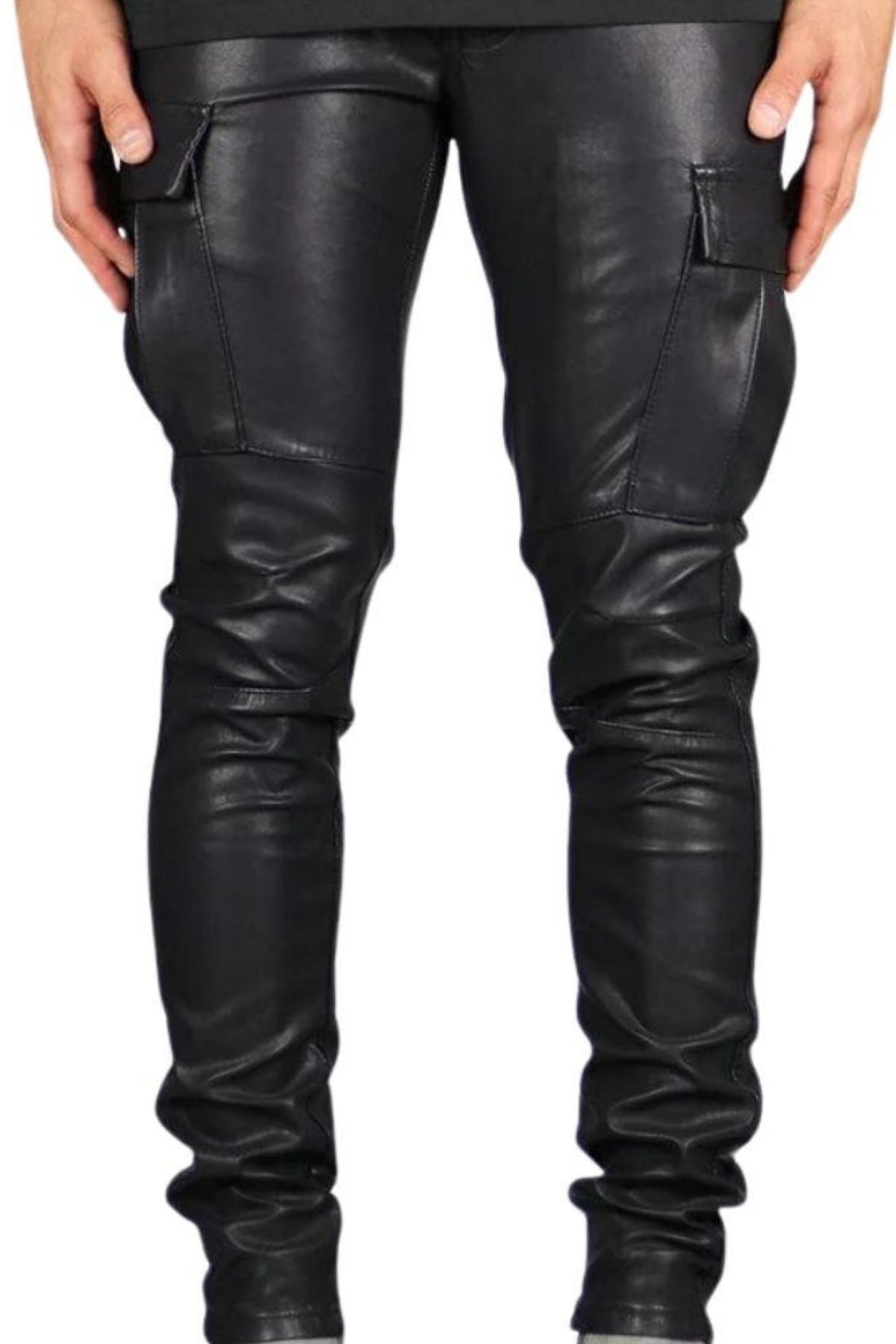 Black leather pants on a white background