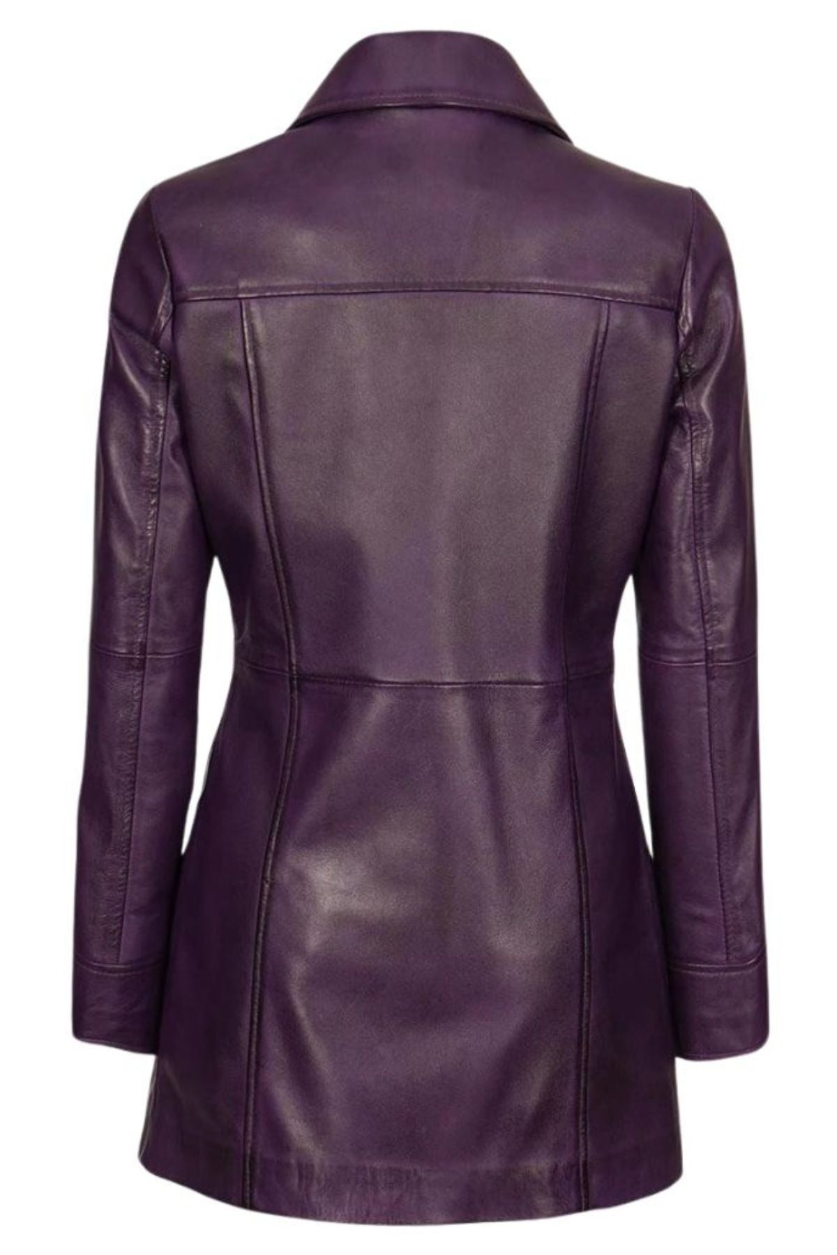 Women's Elegant Purple Leather Trench Coat