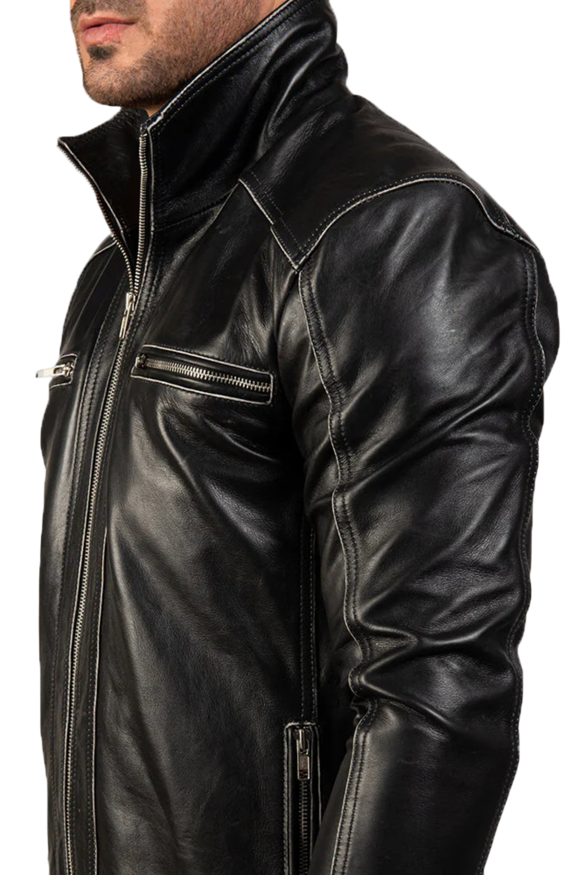 Black leather jacket