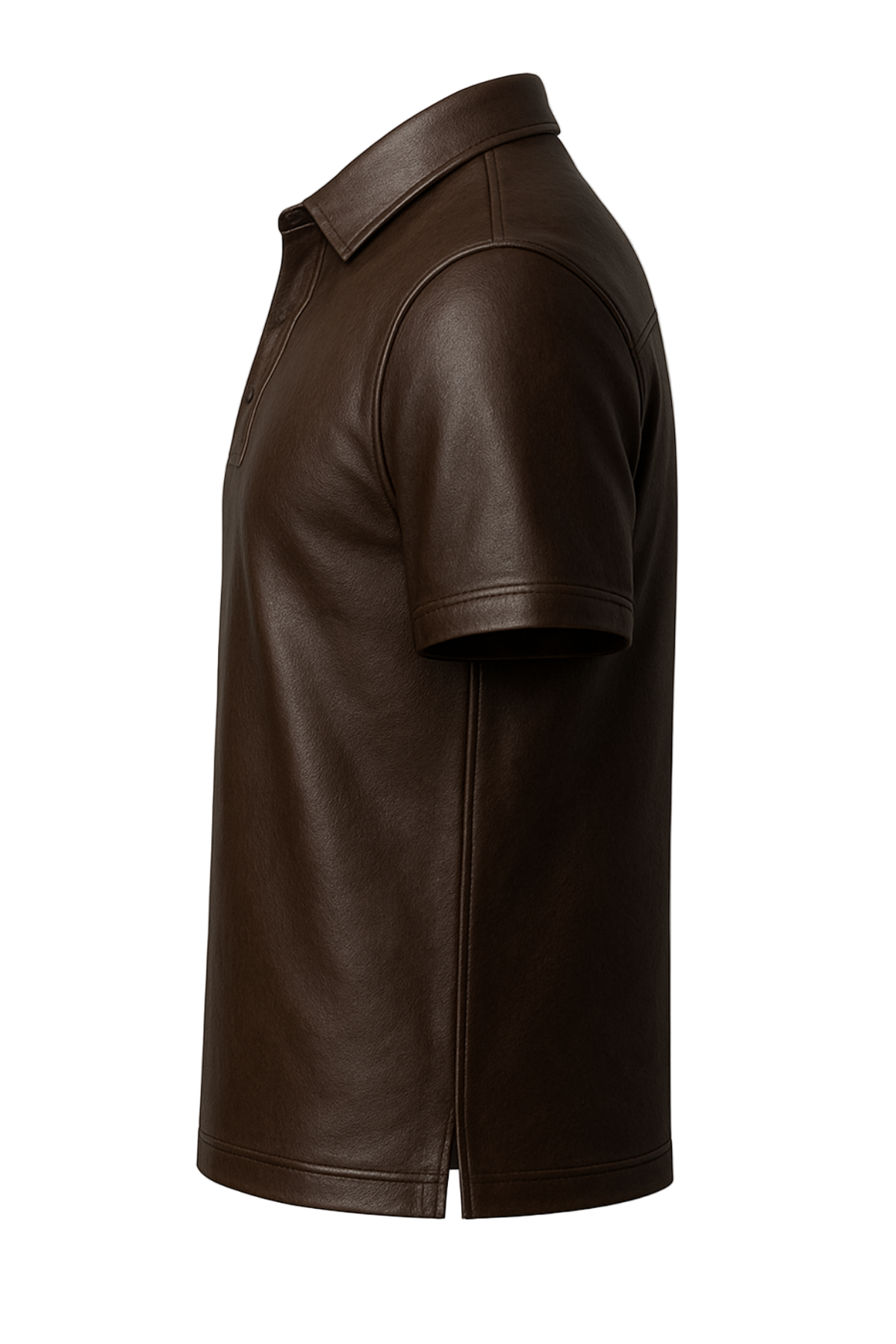 Brown leather polo shirt