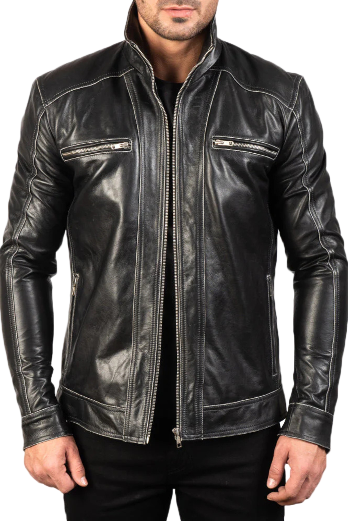 Black leather jacket