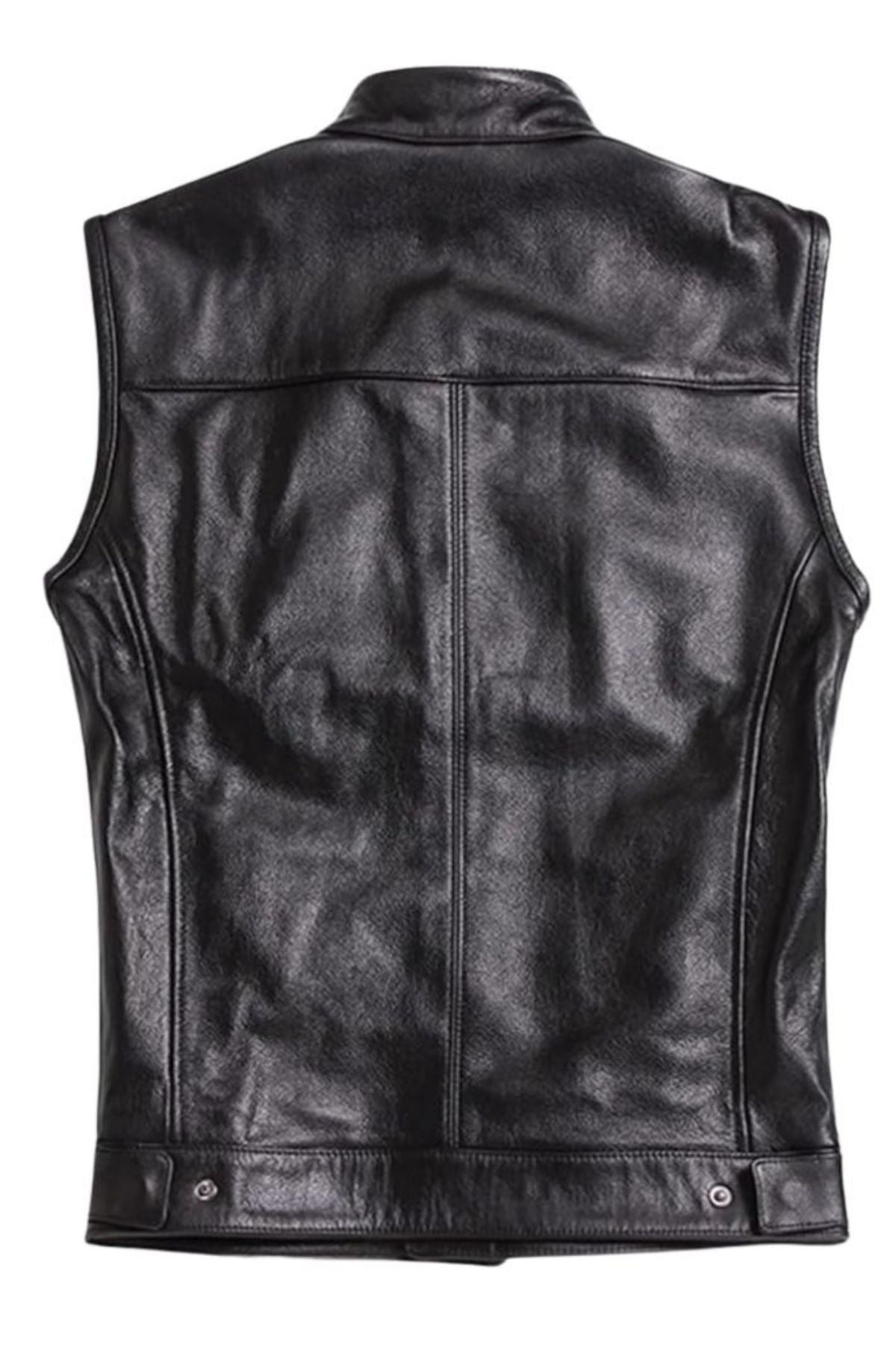Black leather vest on a white background