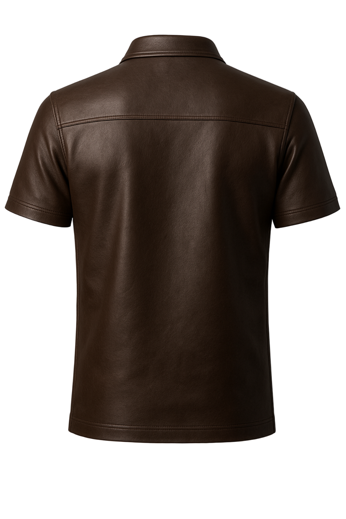 Brown leather polo shirt
