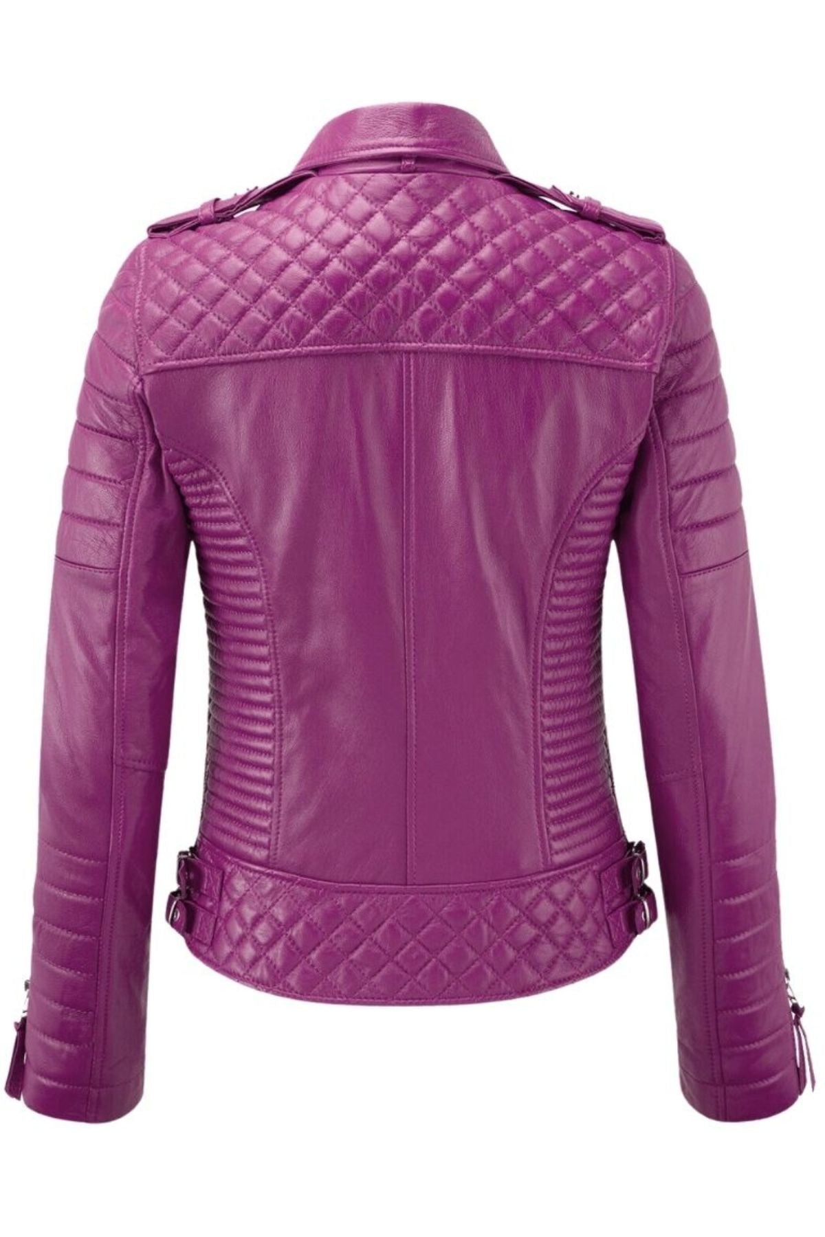 Purple quilted leather jacket 