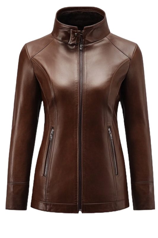 Brown leather jacket 