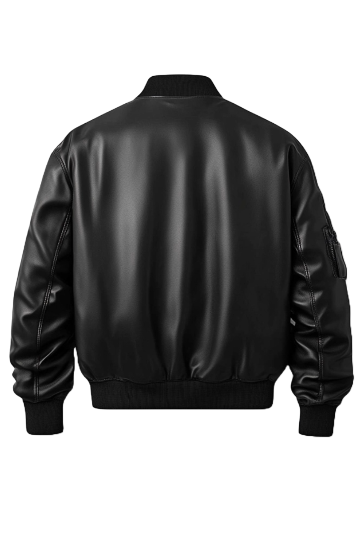 Black leather bomber jacket 