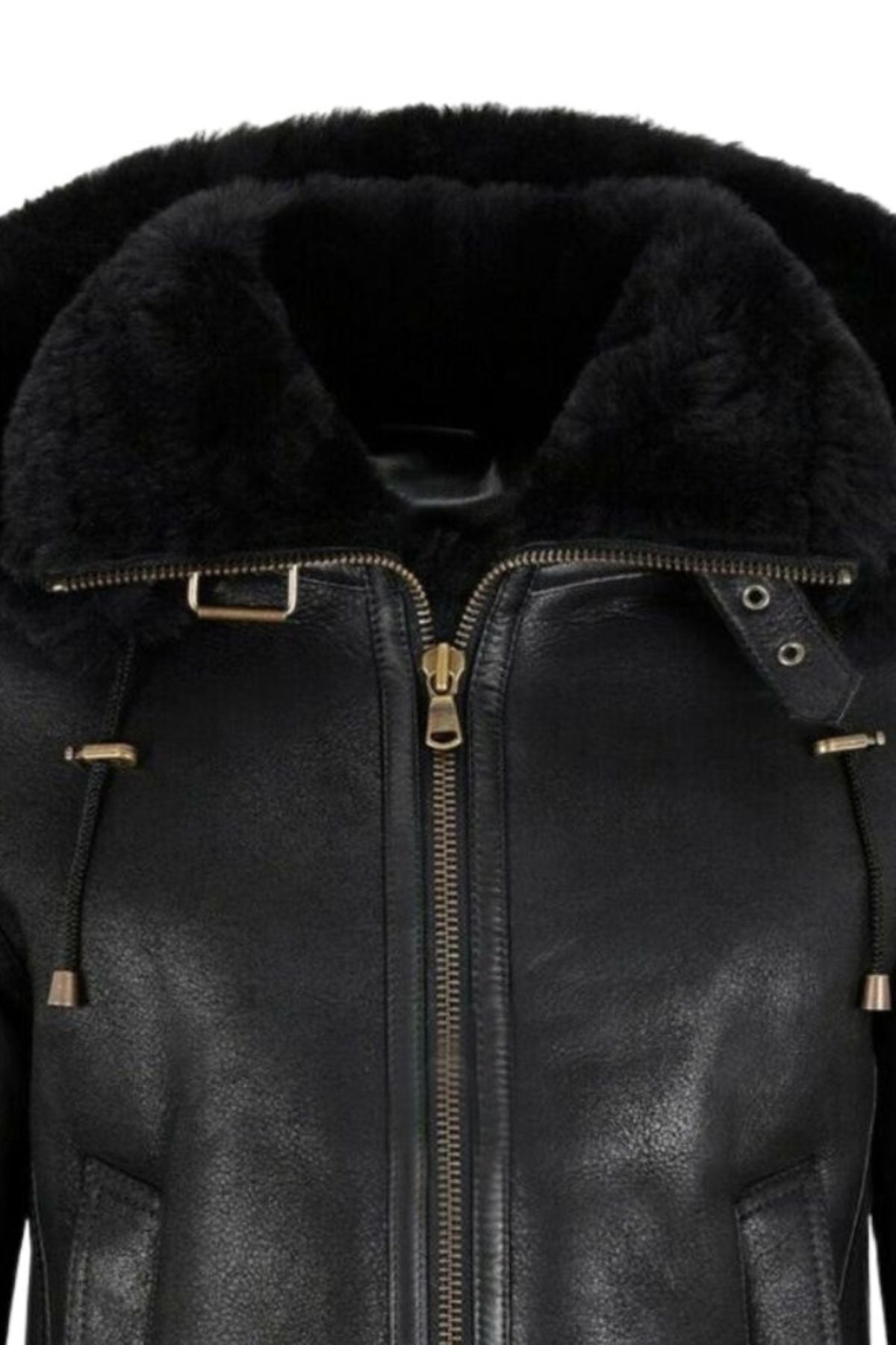 Women's Black Hooded Shearling Aviator Jacket - Ultimate Winter Warmth