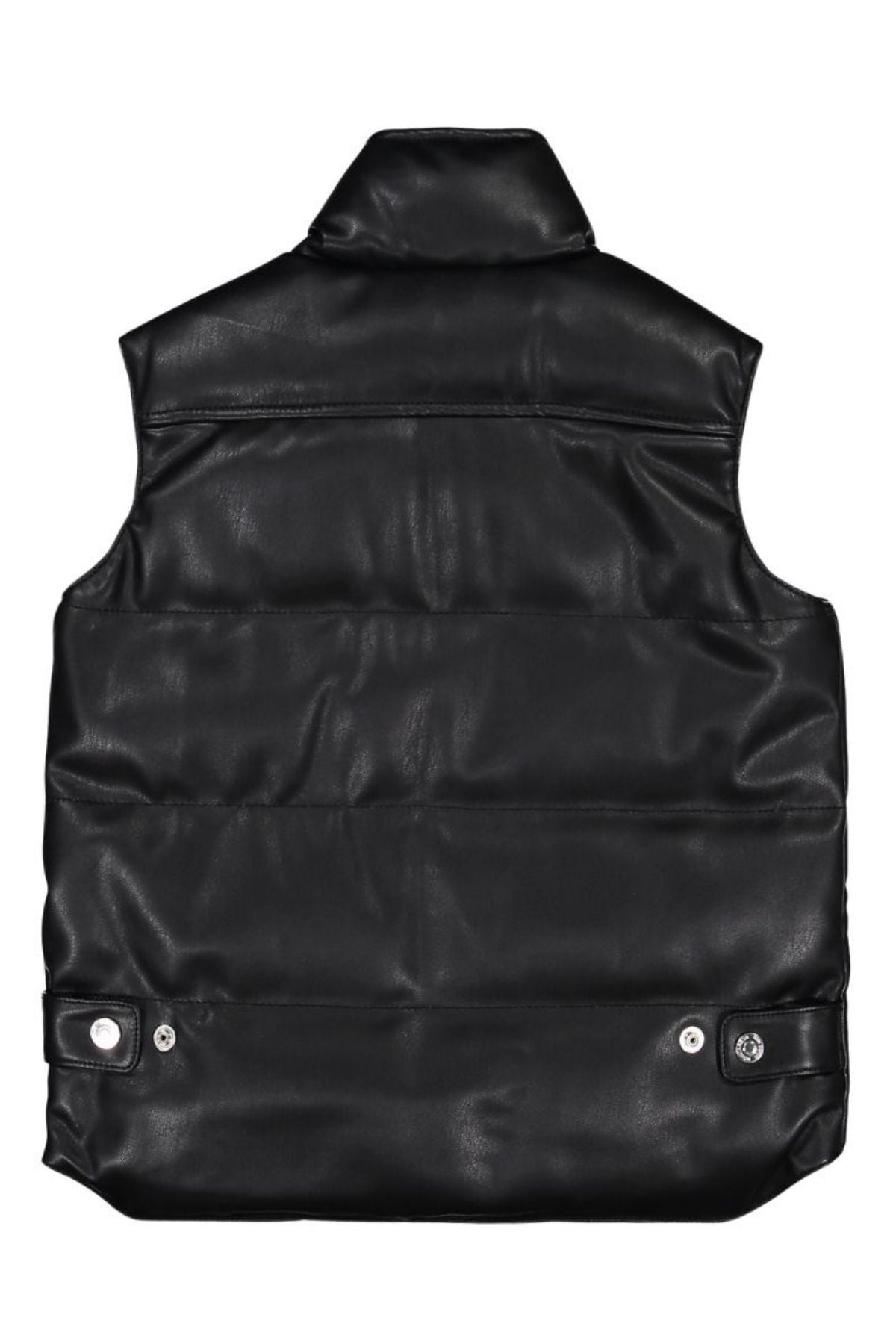 Black leather vest on a white background