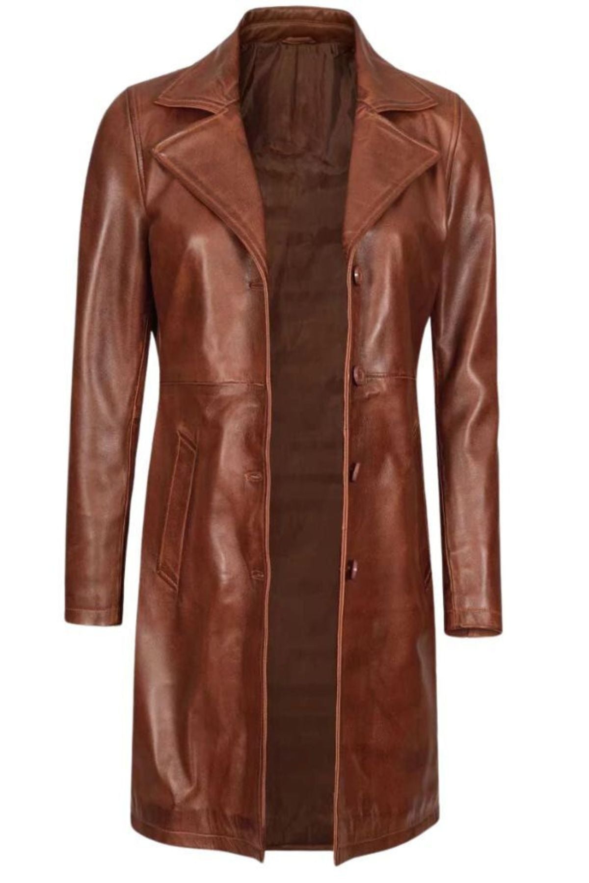 Brown leather coat 