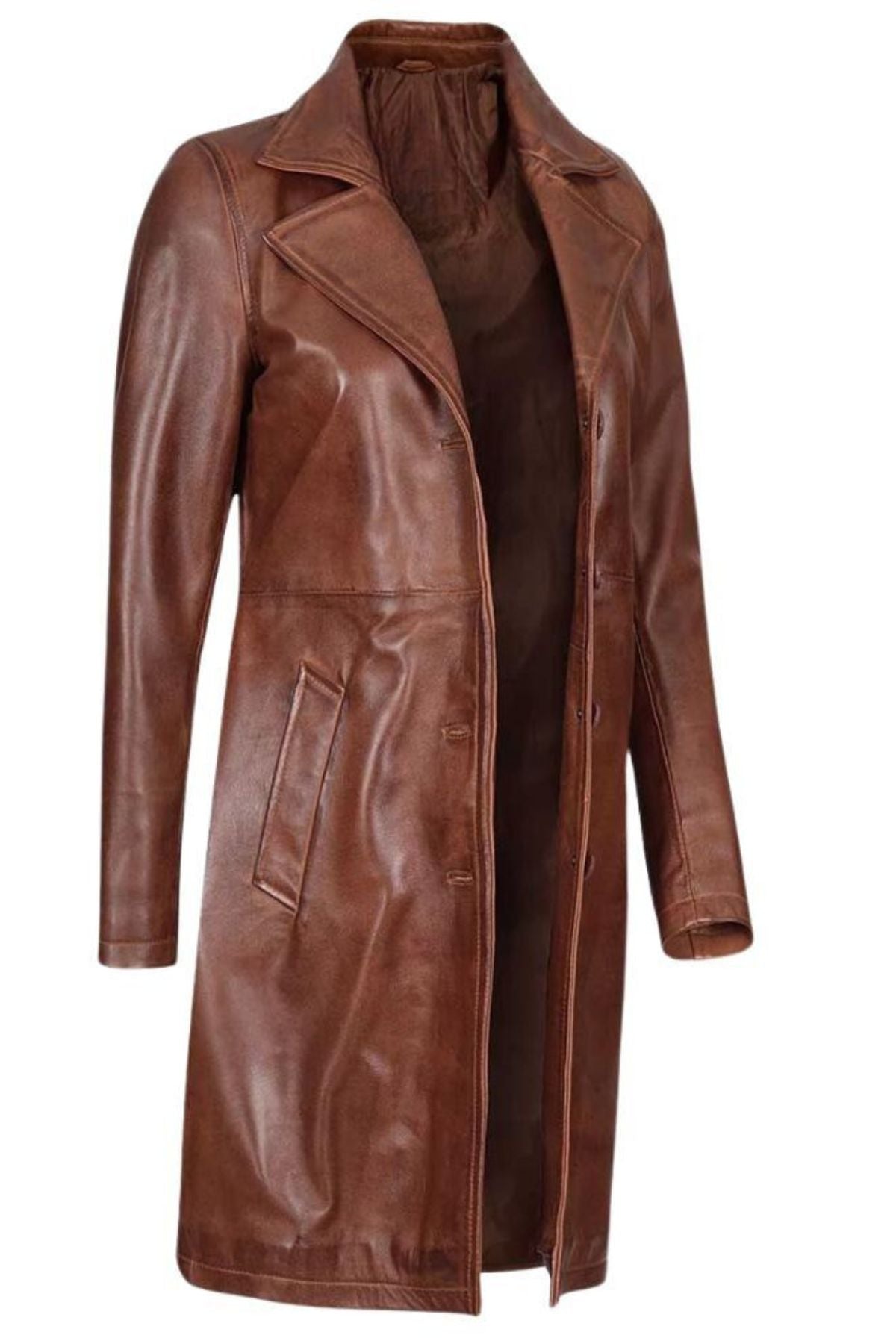 Brown leather coat 