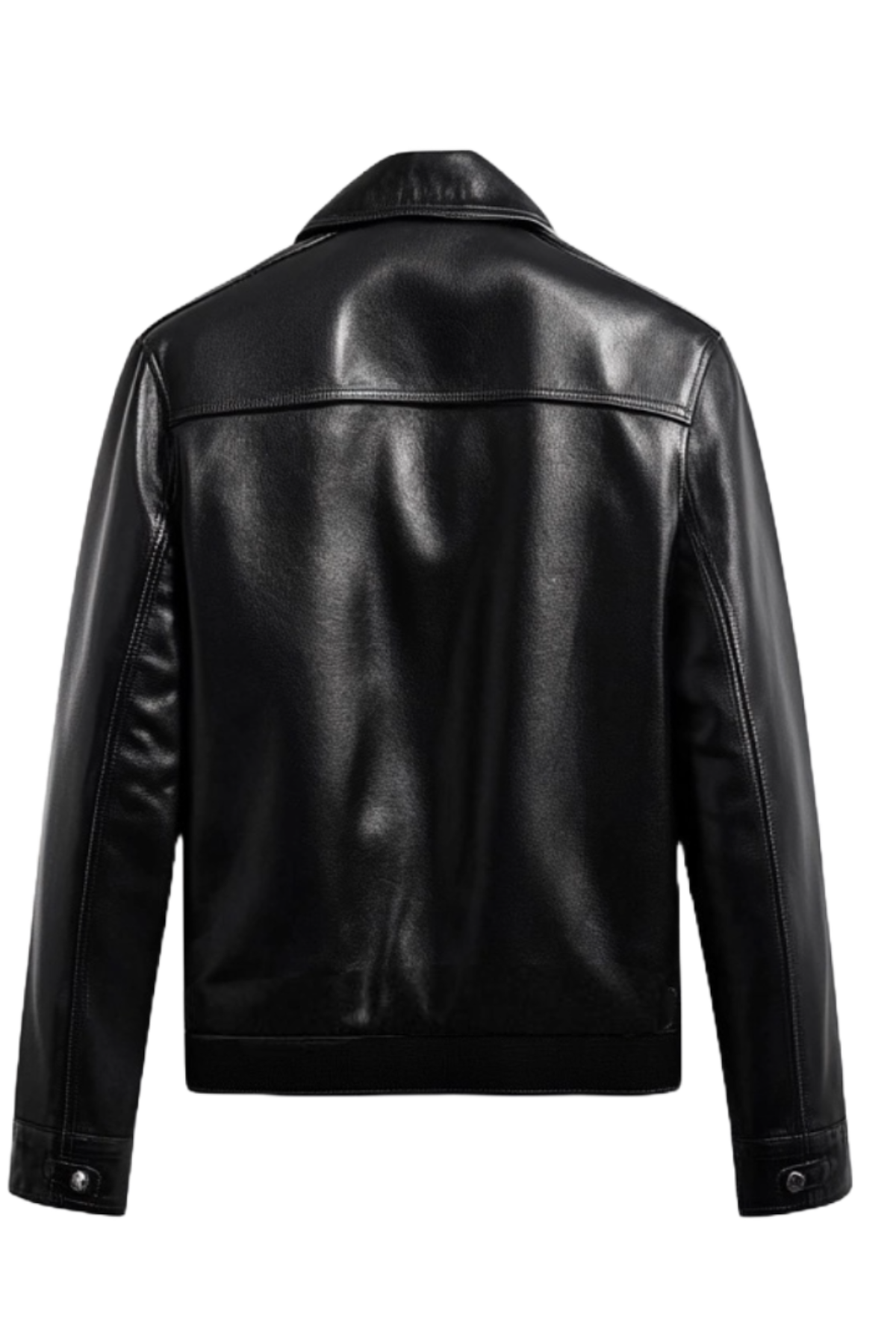 Men's Classic Black Leather Trucker Jacket