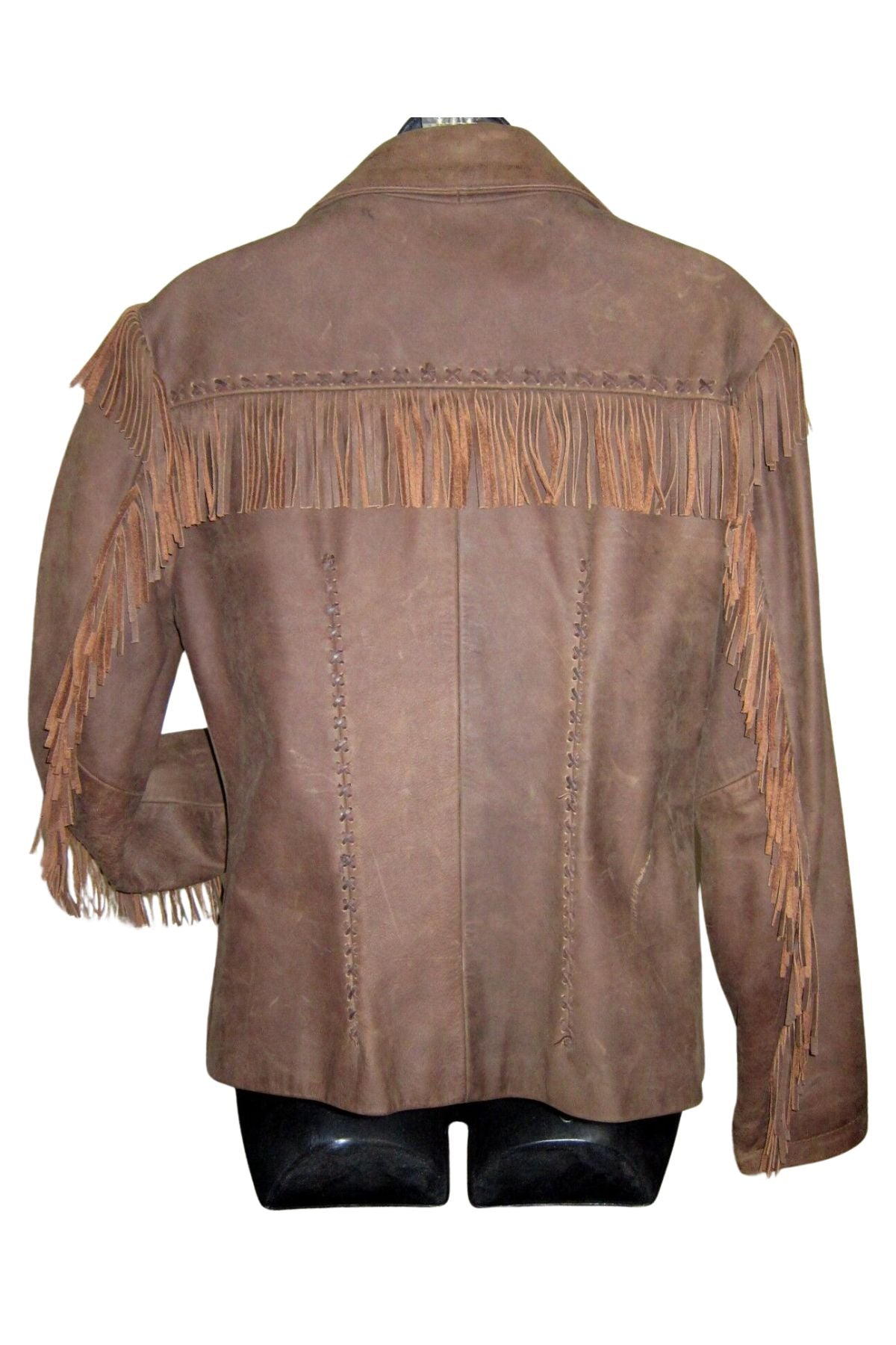 Brown suede jacket with fringes 