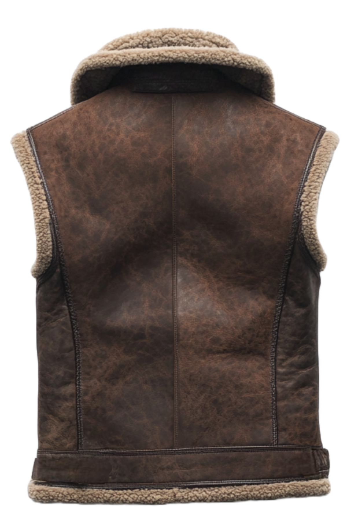Women's Brown Shearling Lined Biker Vest | Warm & Rustic Aviator Style
