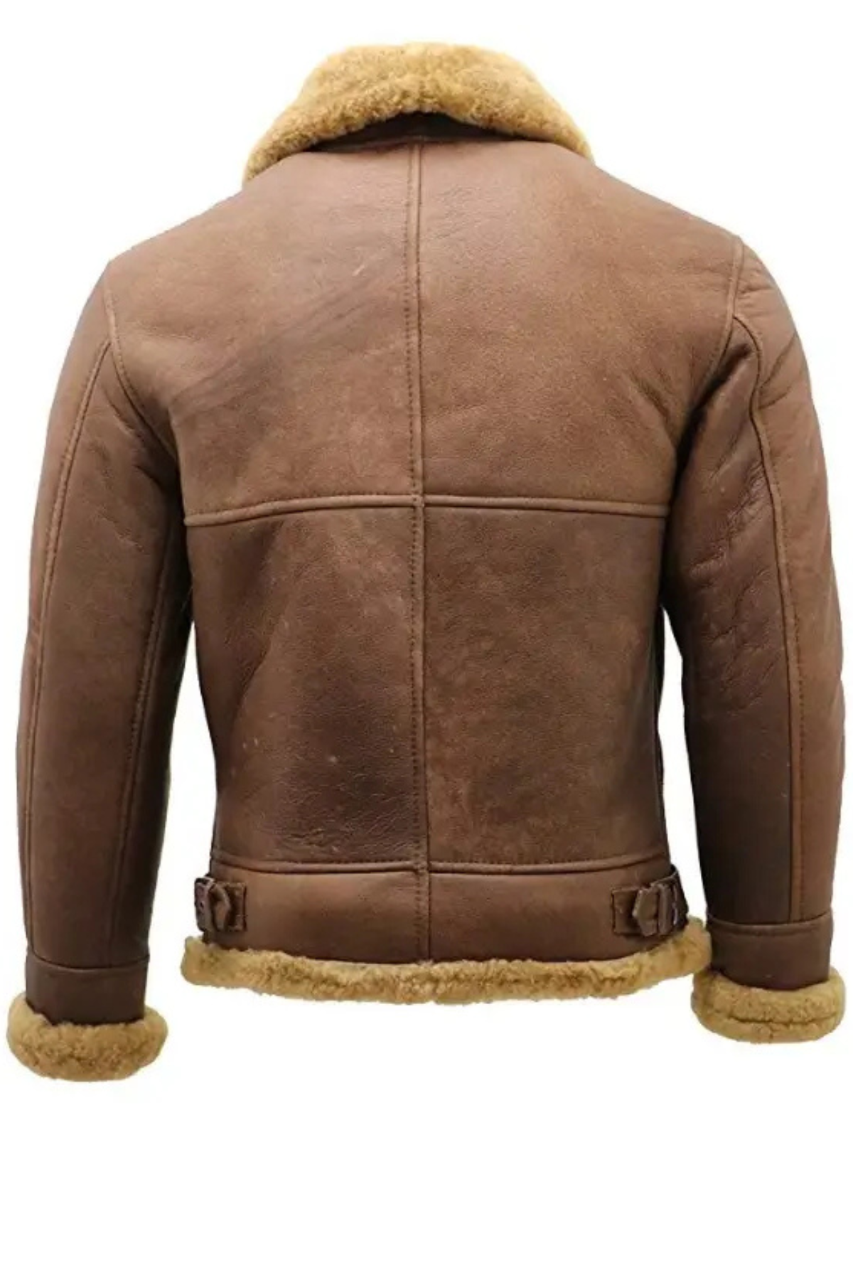 Brown leather jacket with fur lining 