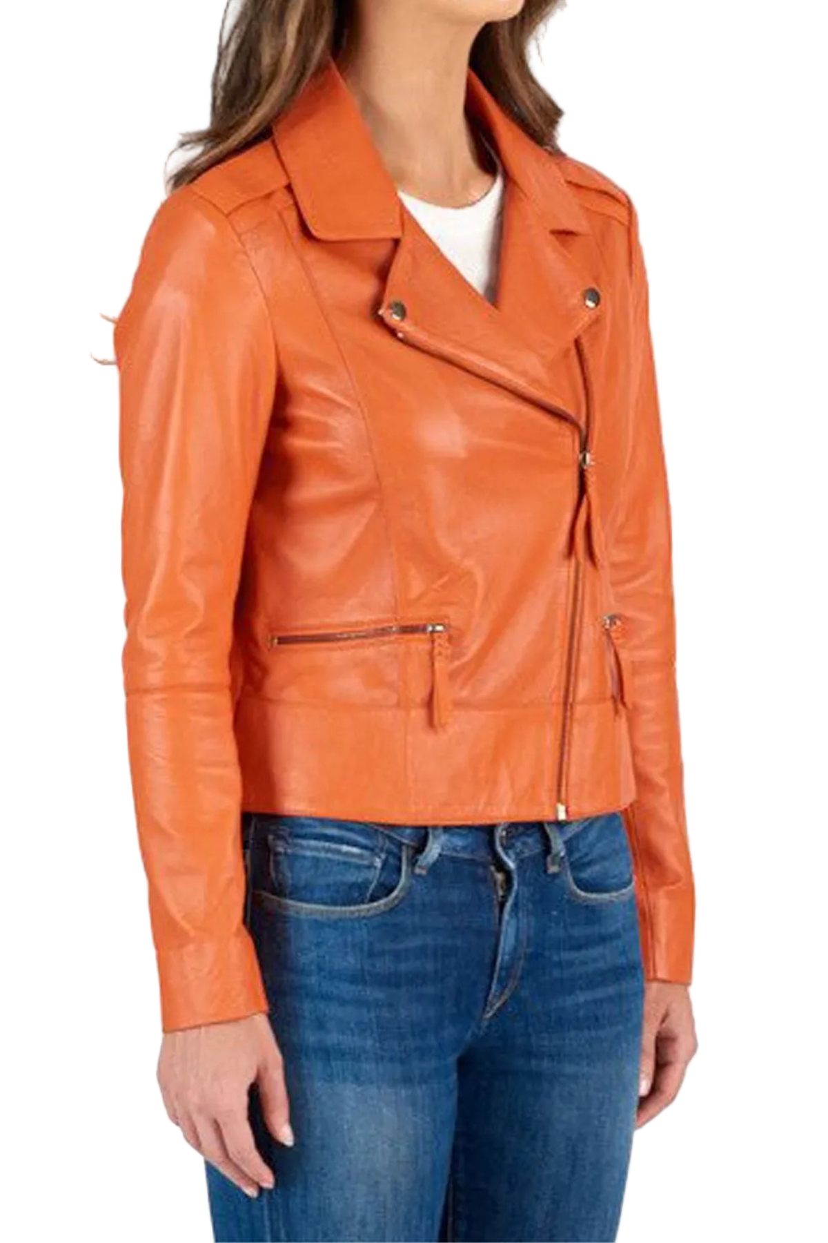 Orange leather jacket 