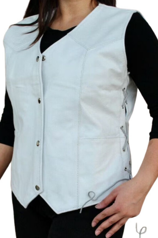 Light blue leather vest 