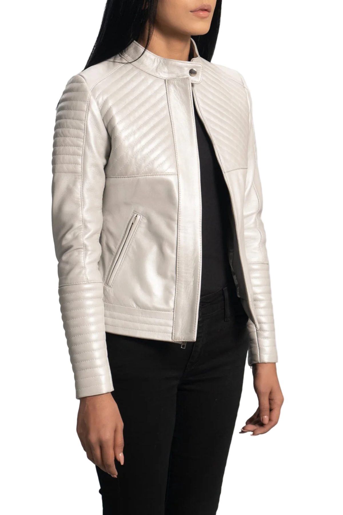 White quilted leather jacket 