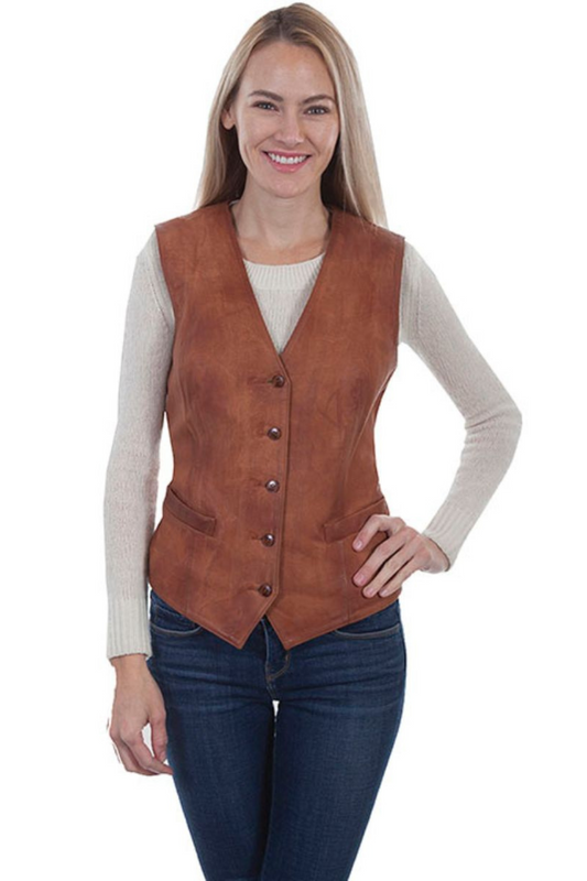 Women's Western Style Brown Suede Leather Vest