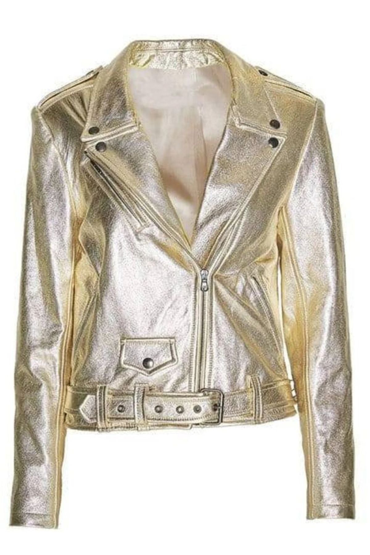 Gold metallic leather jacket