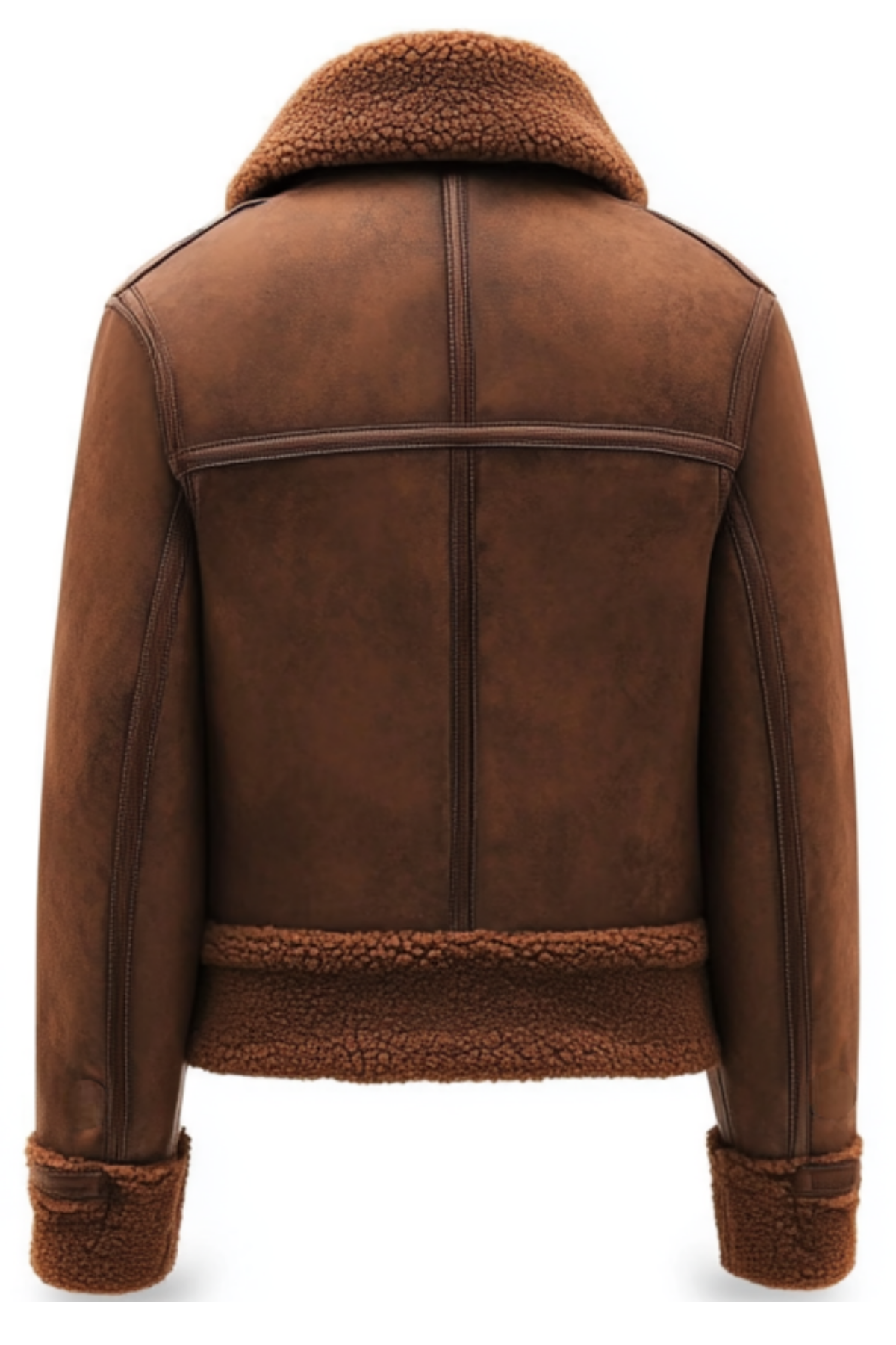 Brown leather jacket with fur lining