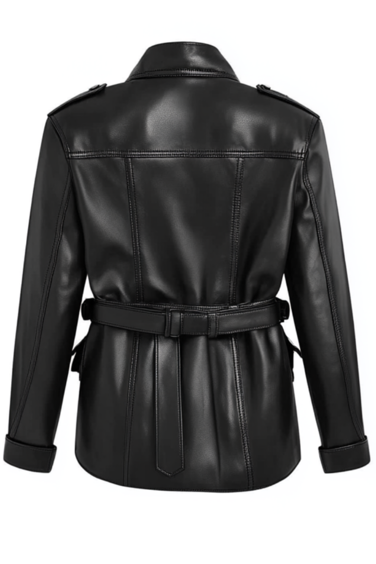 Black leather trench coat 