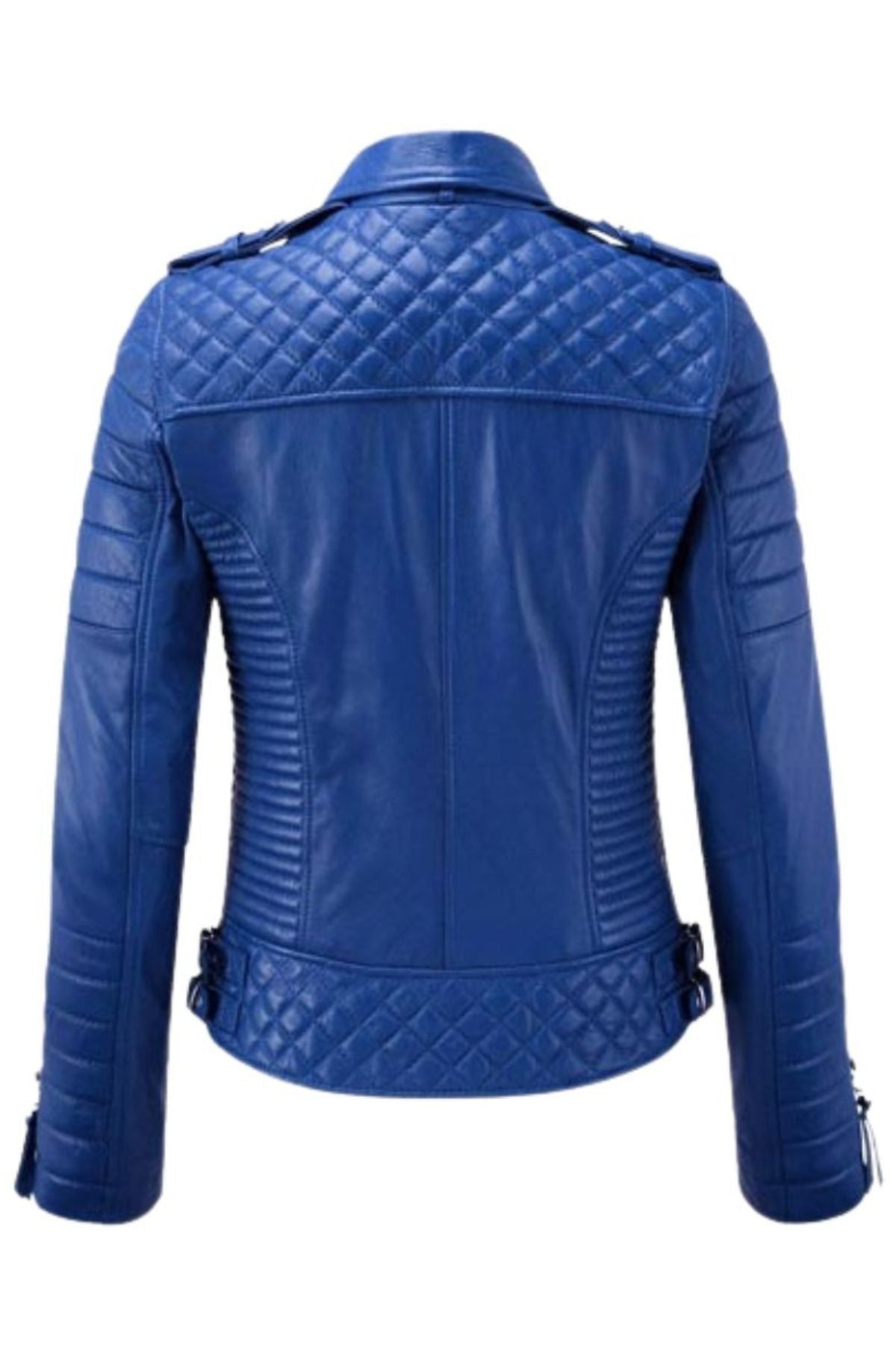 Blue quilted leather jacket 