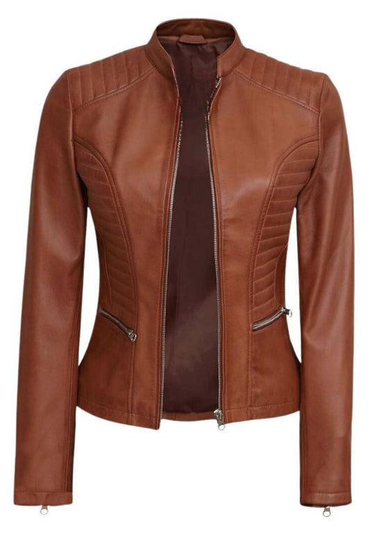 Brown leather jacket 