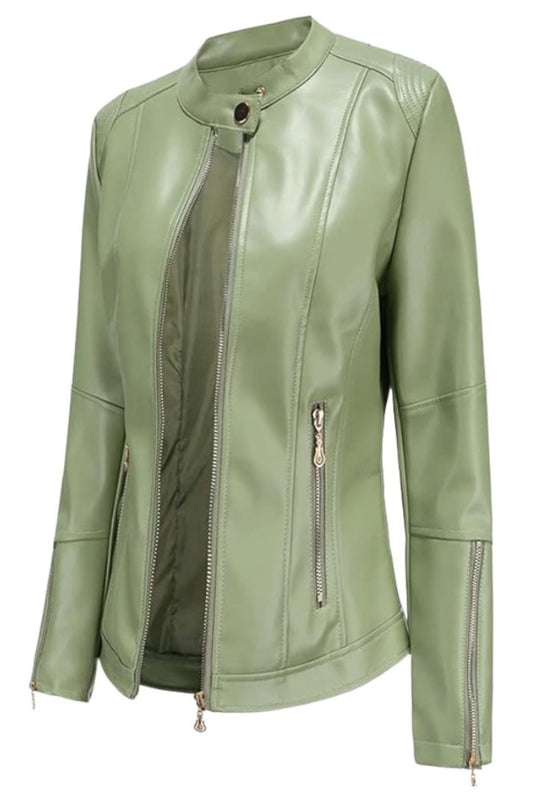 Green leather jacket 
