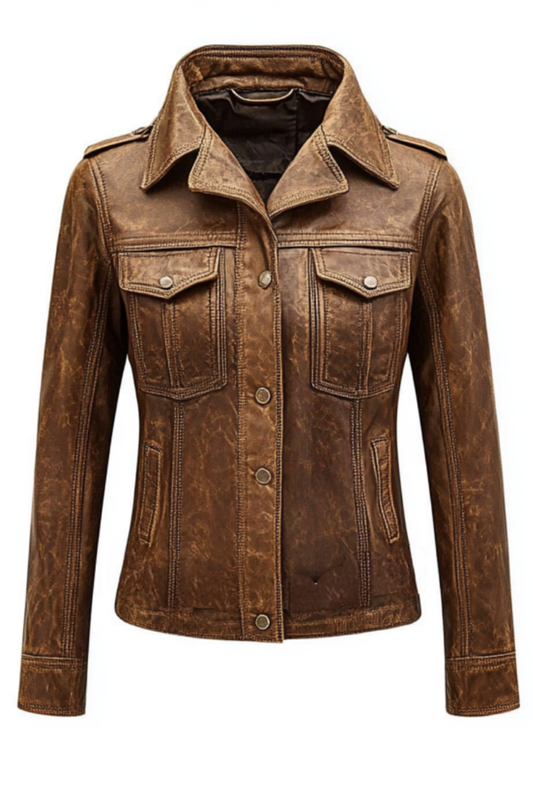 Brown leather jacket 
