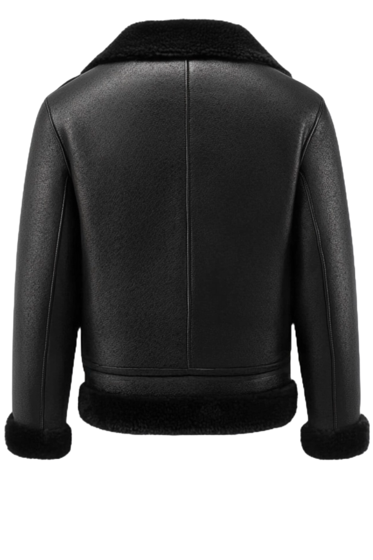 Black leather jacket with fur trim 