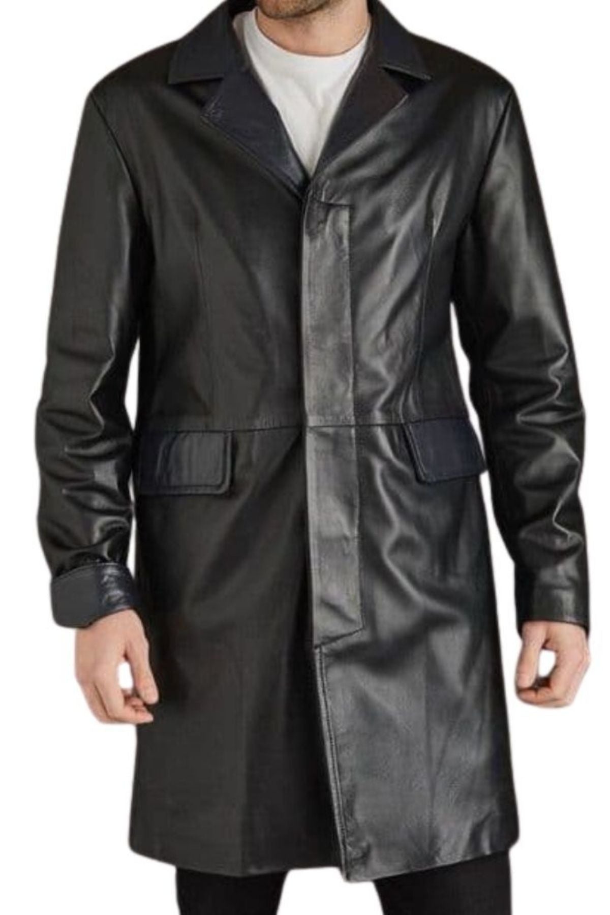 Black leather coat 