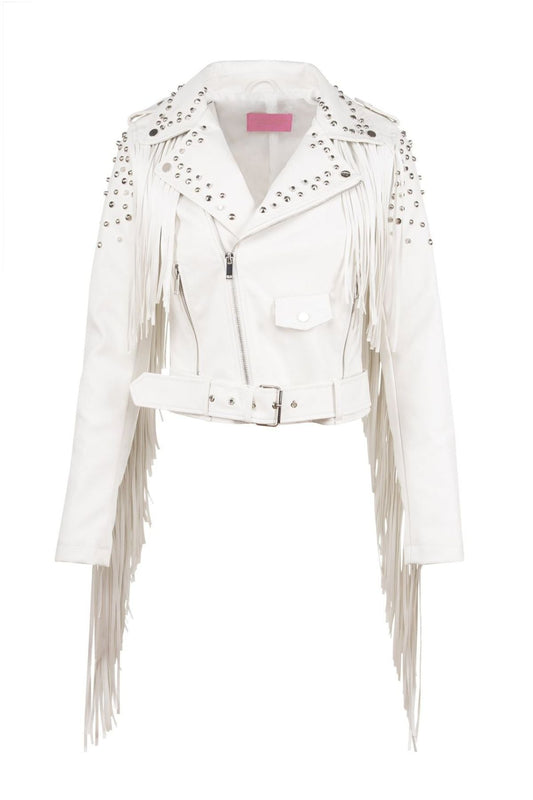 White jacket with fringe 