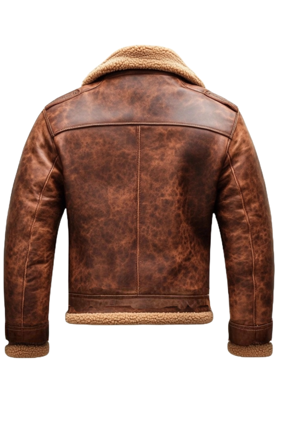 Brown leather jacket with fur lining 