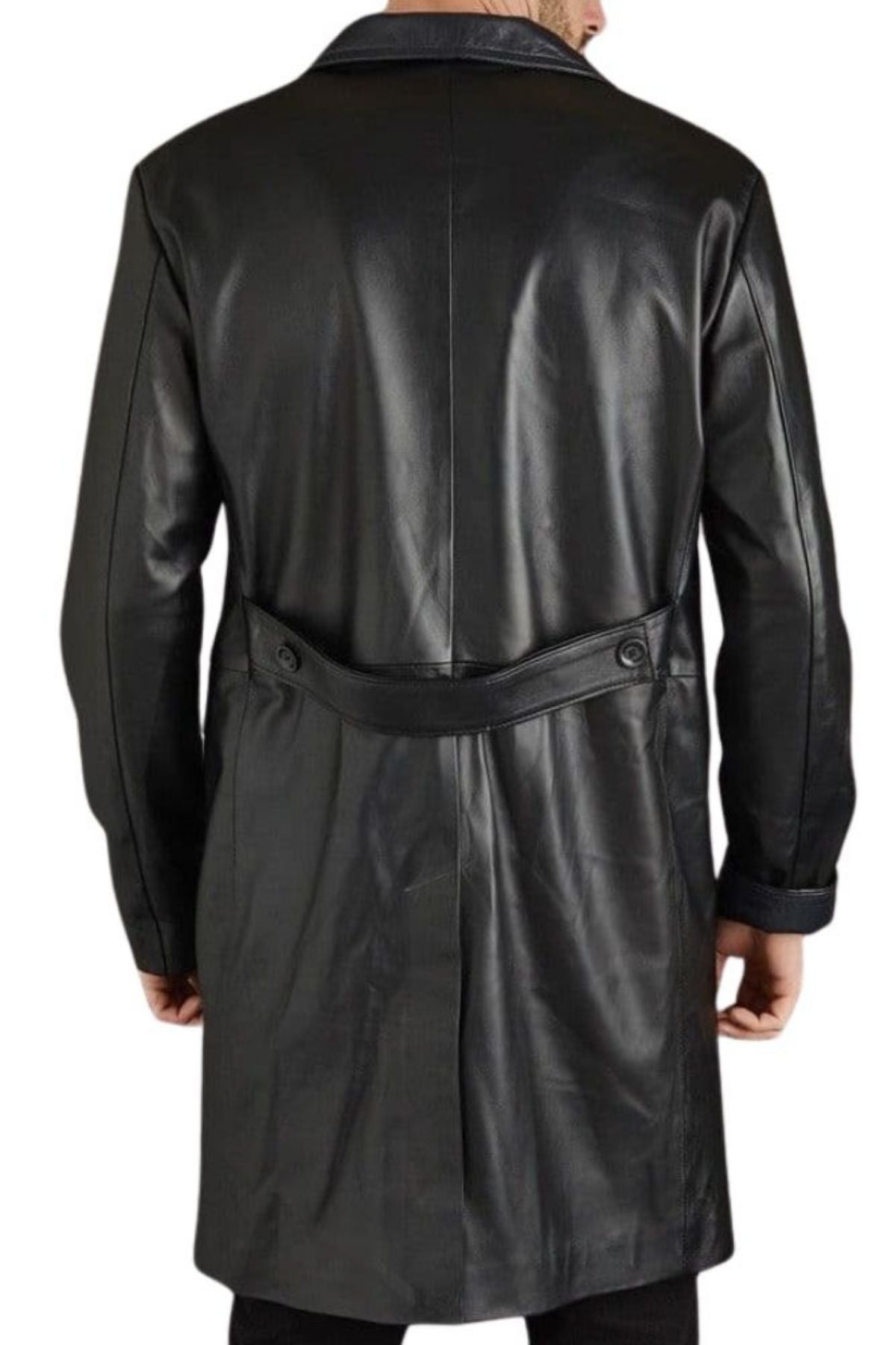 Black leather trench coat 
