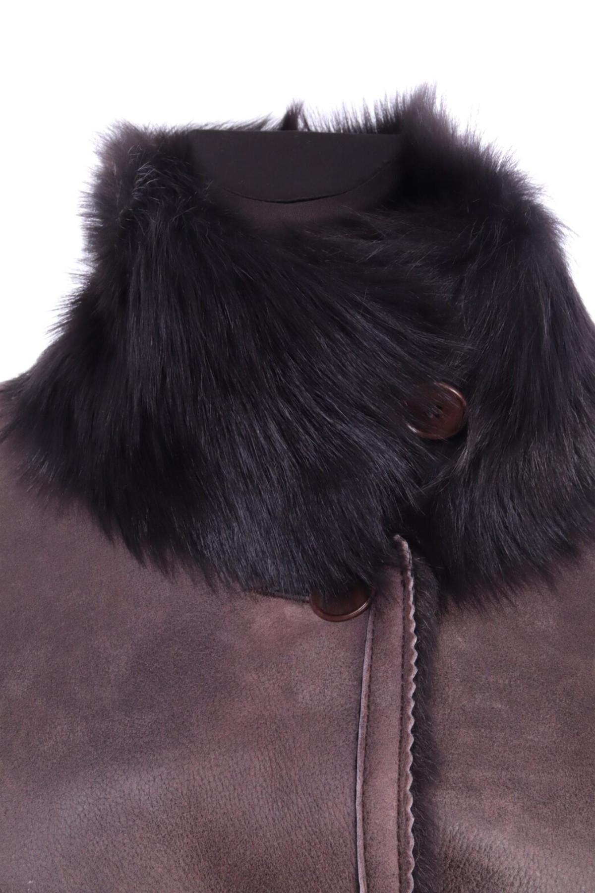 Close-up of a dark fur collar 