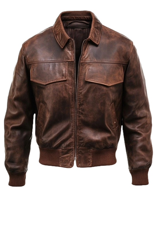 Brown leather jacket 